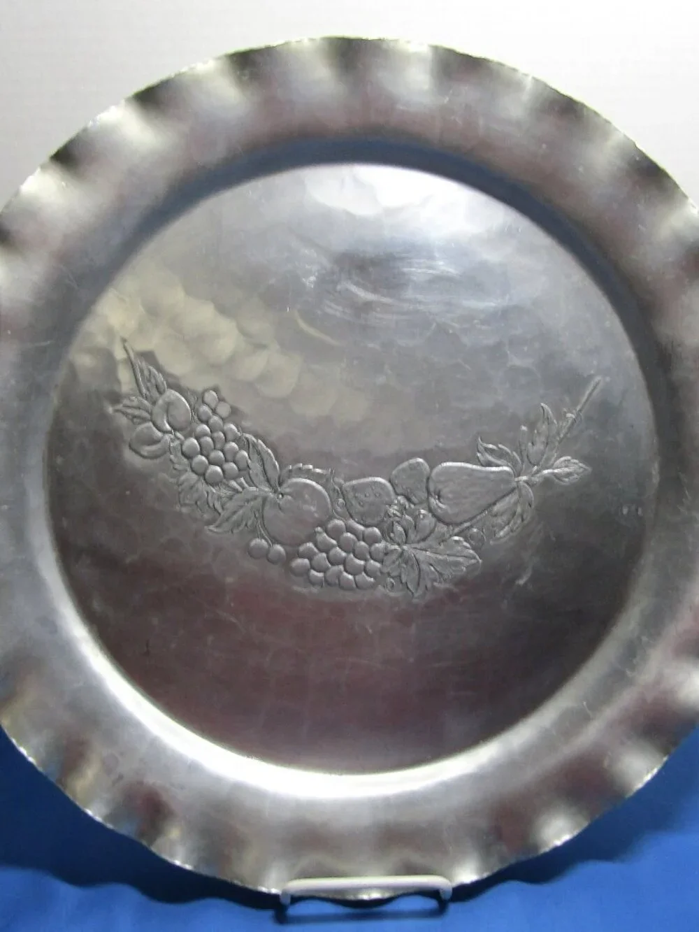 Federal S Co Hand Wrought Aluminum tray embossed fruit design 17